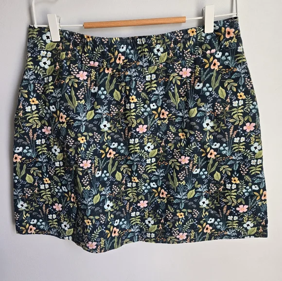 KAZAK MONTREAL Floral Print Cotton Skirt - Teal with Pastel Flowers - Picture 5 of 8